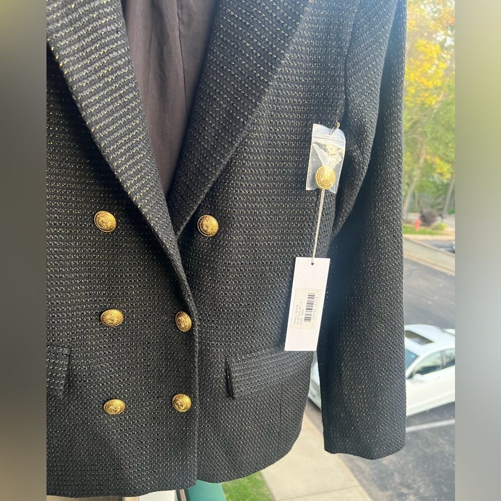 🆕 Bishop + Young Cavalli Black Blazer Jacket Gold Button Classic Career Size S - Picture 16 of 17
